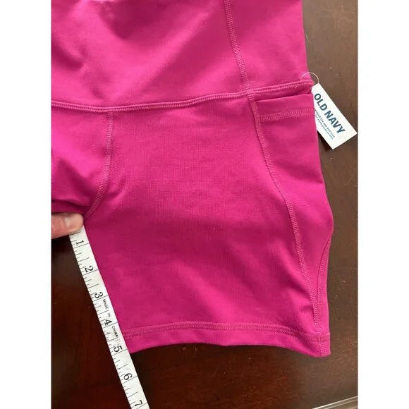Old Navy NWT Active PowerPress High Rise Biker Shorts in Hot Pink Medium - Picture 10 of 10